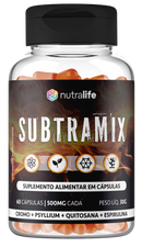 Subtramix Psyllium Espirulina Quitosana Cromo 100% Natural Nutralife 60 Cápsulas de 500mg